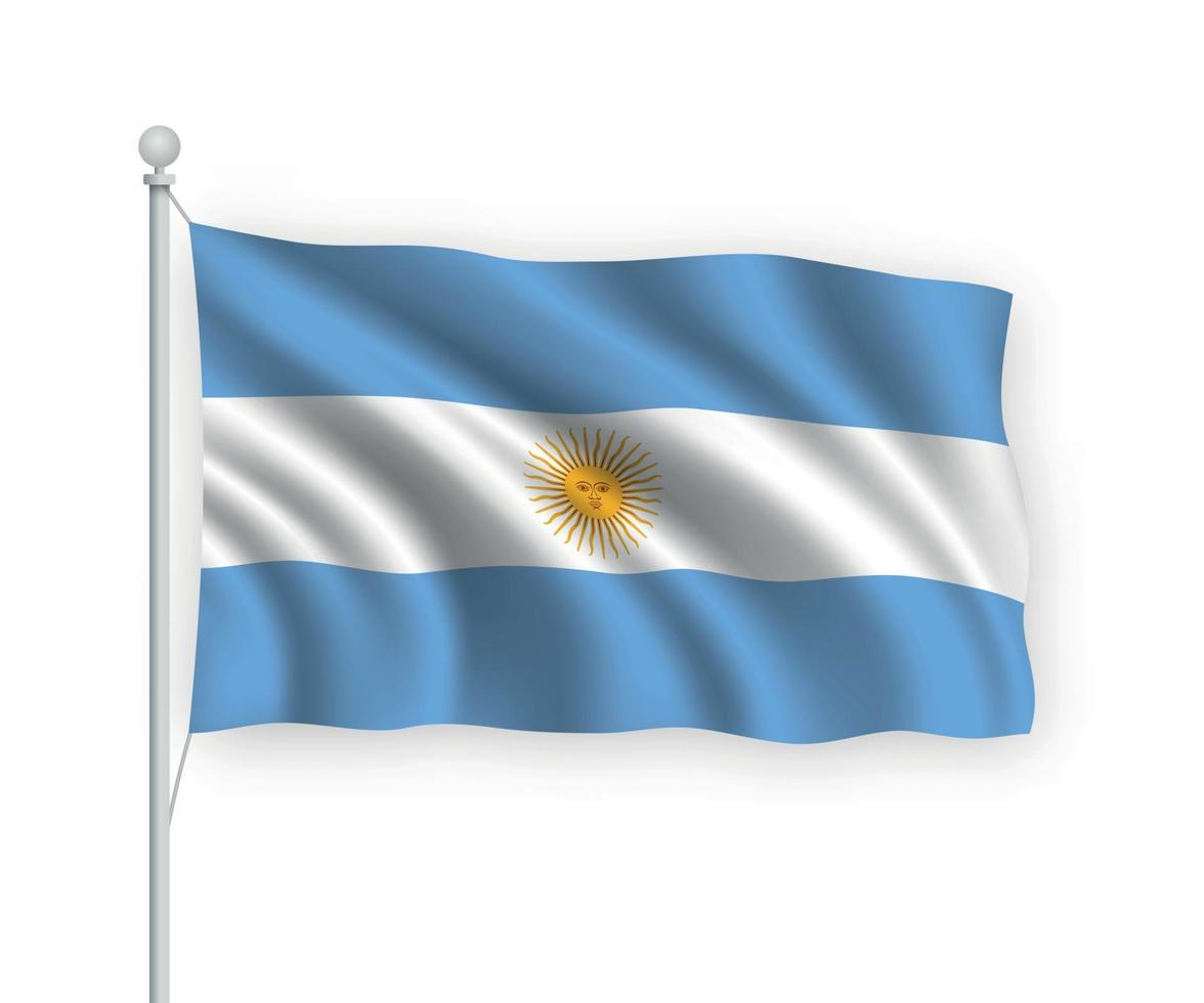 3D-zwaaiende vlag Argentinië geïsoleerd op een witte achtergrond. vector