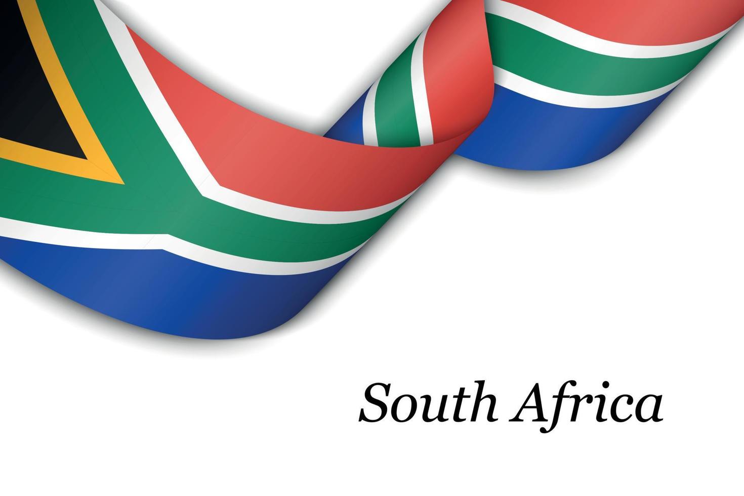 zwaaiend lint of spandoek met vlag van zuid-afrika. vector