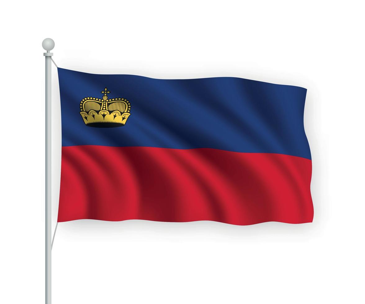 3D-zwaaiende vlag Liechtenstein geïsoleerd op een witte achtergrond. vector