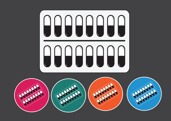 Pillen en capsules icon set vector