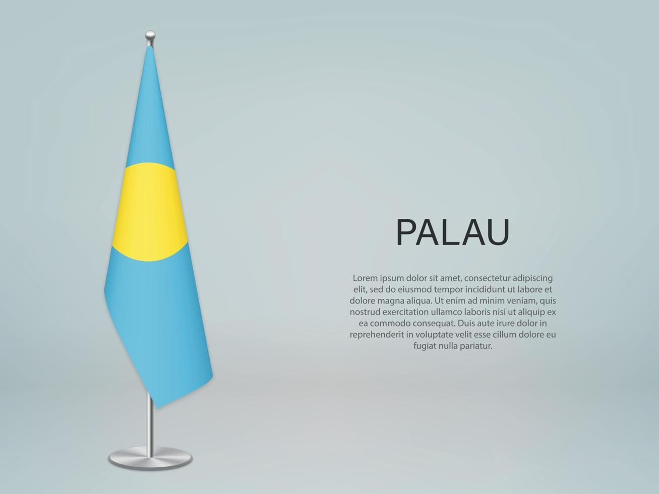 palau hangende vlag op standaard. sjabloon voor conferentiebanner vector