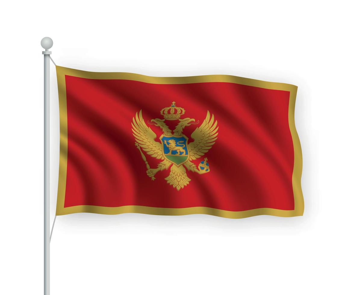 3D-zwaaiende vlag montenegro geïsoleerd op een witte achtergrond. vector