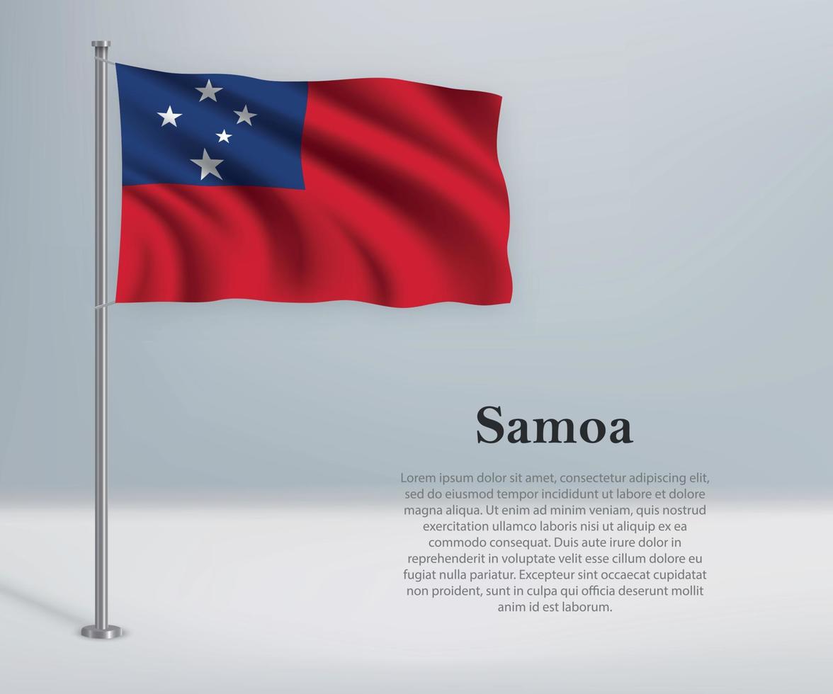 wapperende vlag van samoa op vlaggenmast. sjabloon voor onafhankelijkheidsdag vector