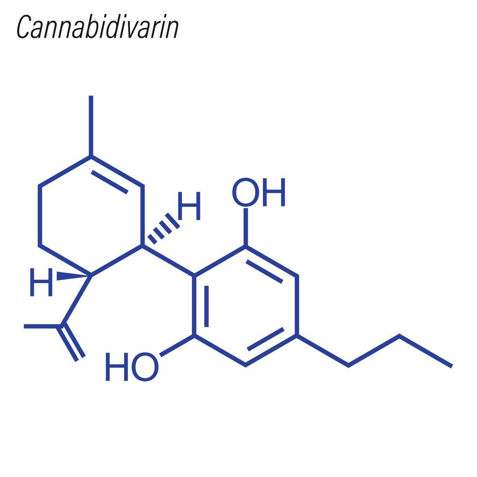 vector skeletformule van cannabidivarine. drug chemisch molecuul