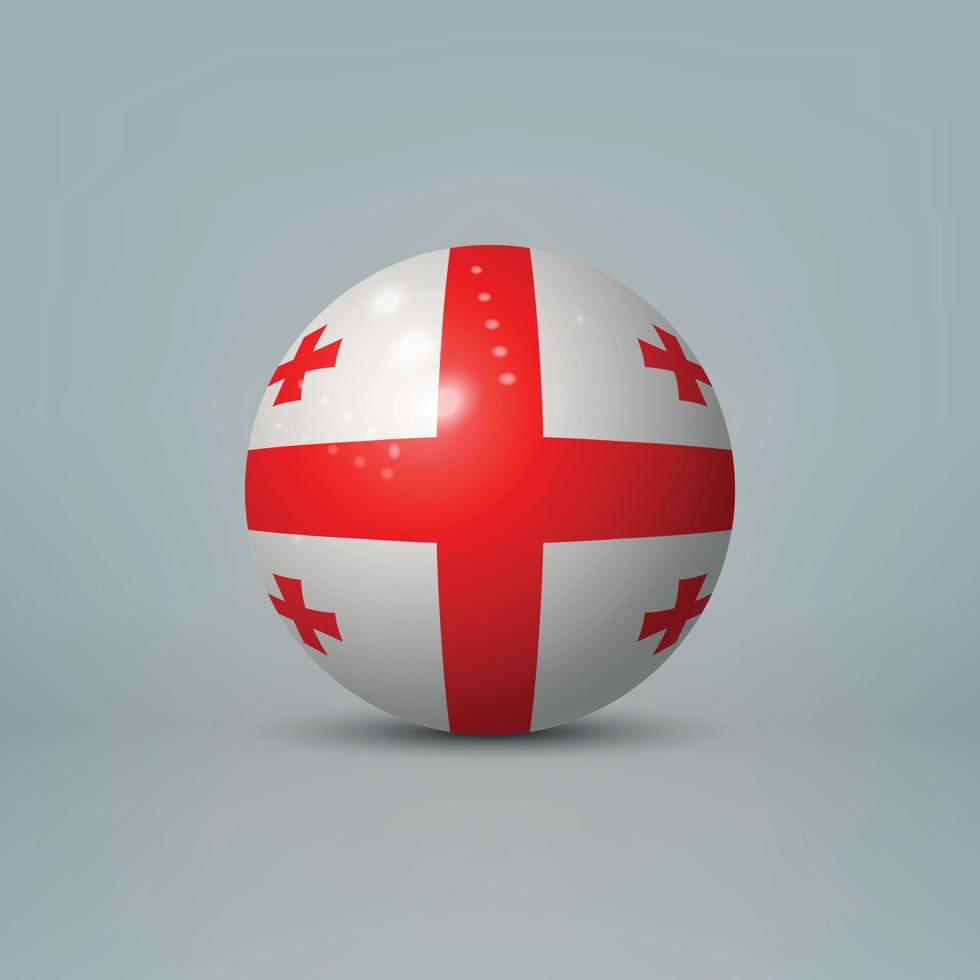 3D-realistische glanzende plastic bal of bol met vlag van Georgië vector