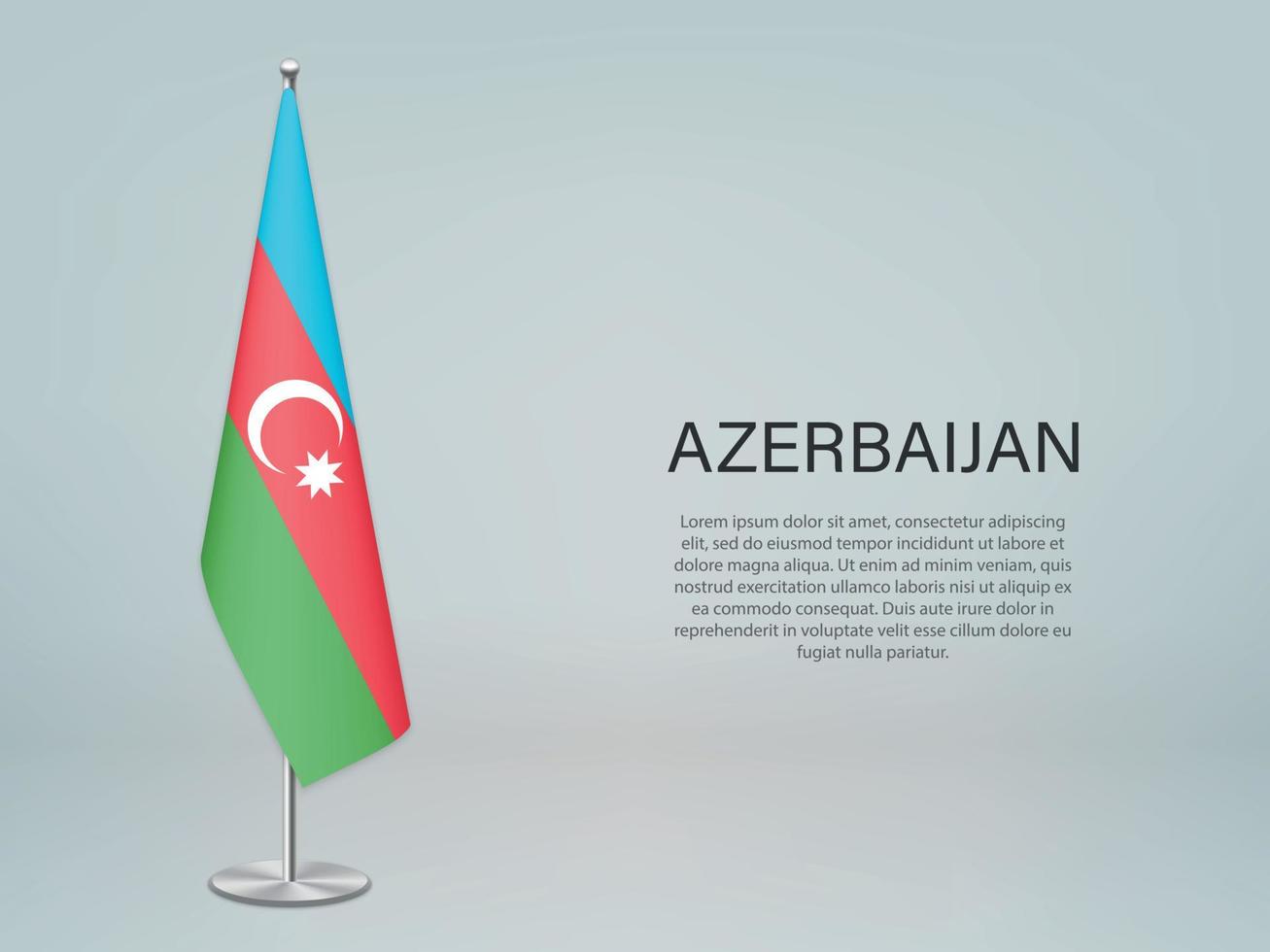 azerbeidzjan hangende vlag op standaard. sjabloon voor conferentiebanner vector