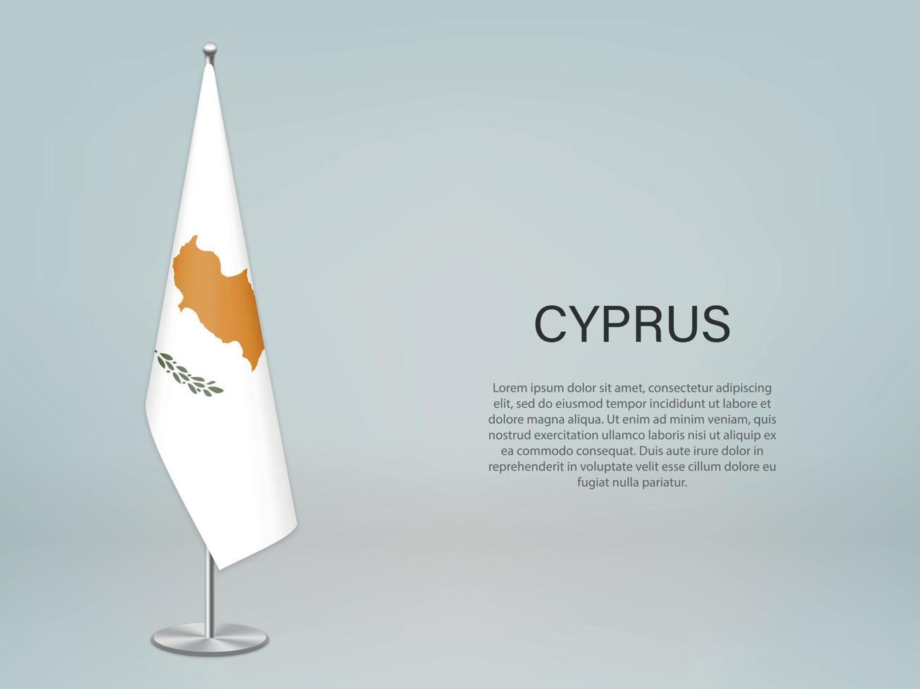 cyprus hangende vlag op standaard. sjabloon voor conferentiebanner vector