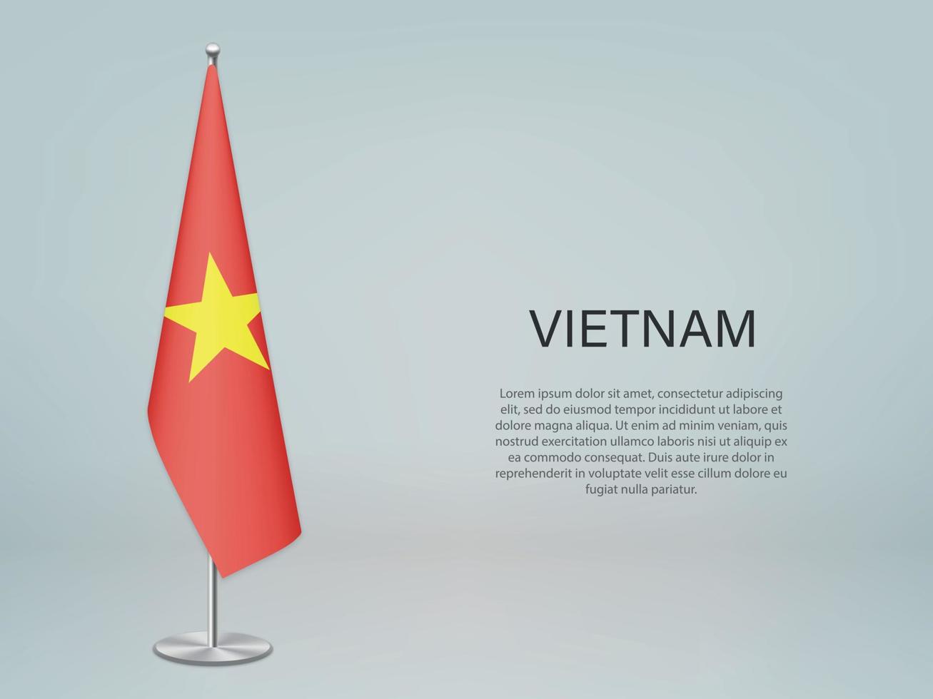 Vietnam hangende vlag op standaard. sjabloon voor conferentiebanner vector