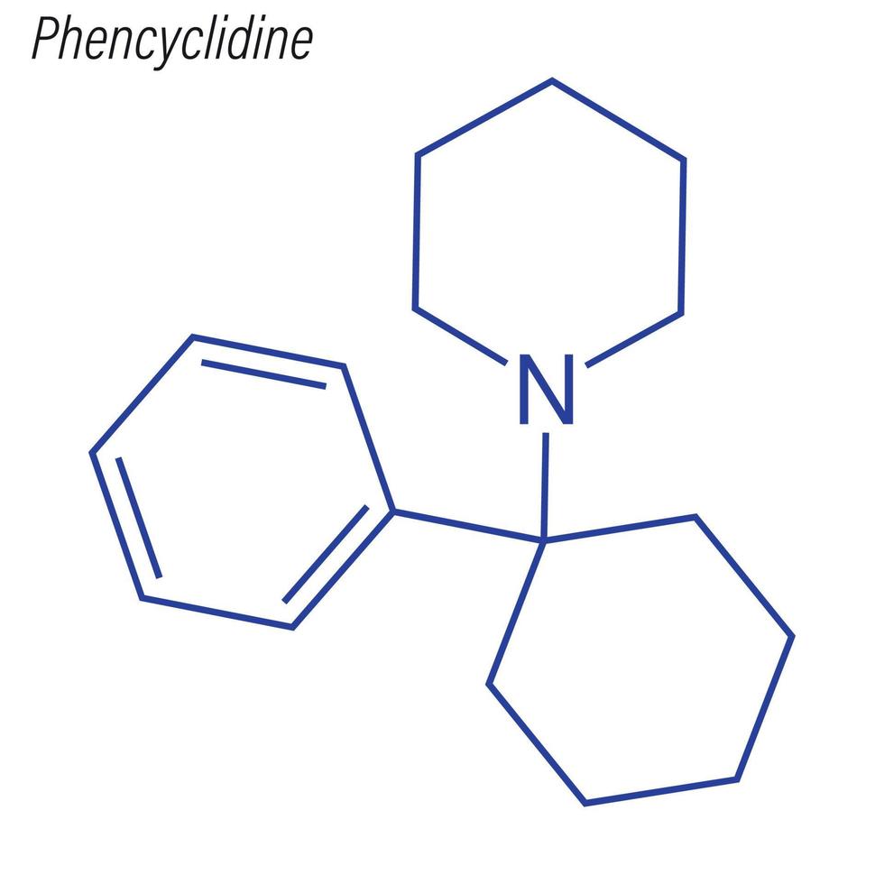 vector skeletformule van fencyclidine. medicijn chemisch molecuul