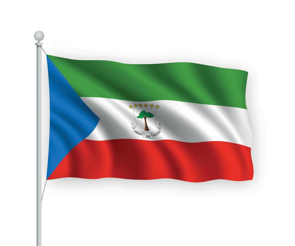 3D-zwaaiende vlag Equatoriaal-Guinea geïsoleerd op een witte achtergrond. vector