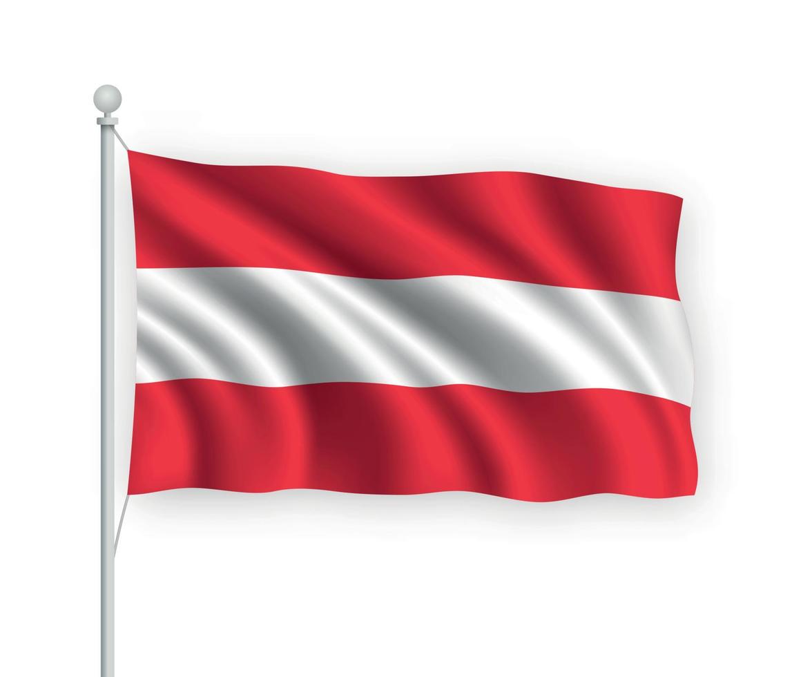 3D-zwaaiende vlag Oostenrijk geïsoleerd op een witte achtergrond. vector