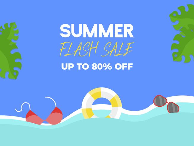 Summer Flash Sale, zomerelementen op het strand vector