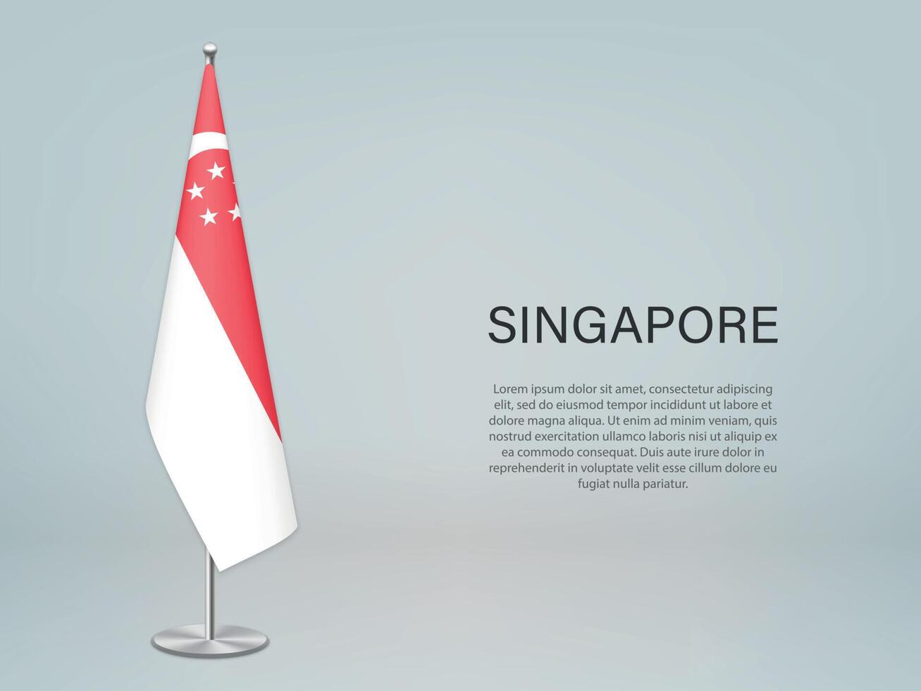 singapore hangende vlag op standaard. sjabloon voor conferentiebanner vector