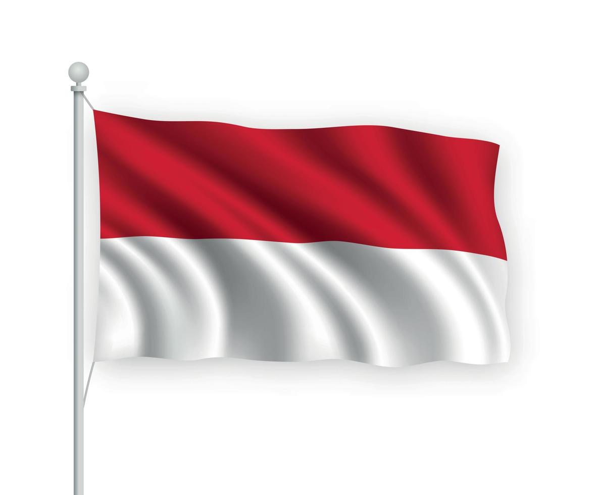 3d wapperende vlag die op een witte achtergrond wordt geïsoleerd. vector