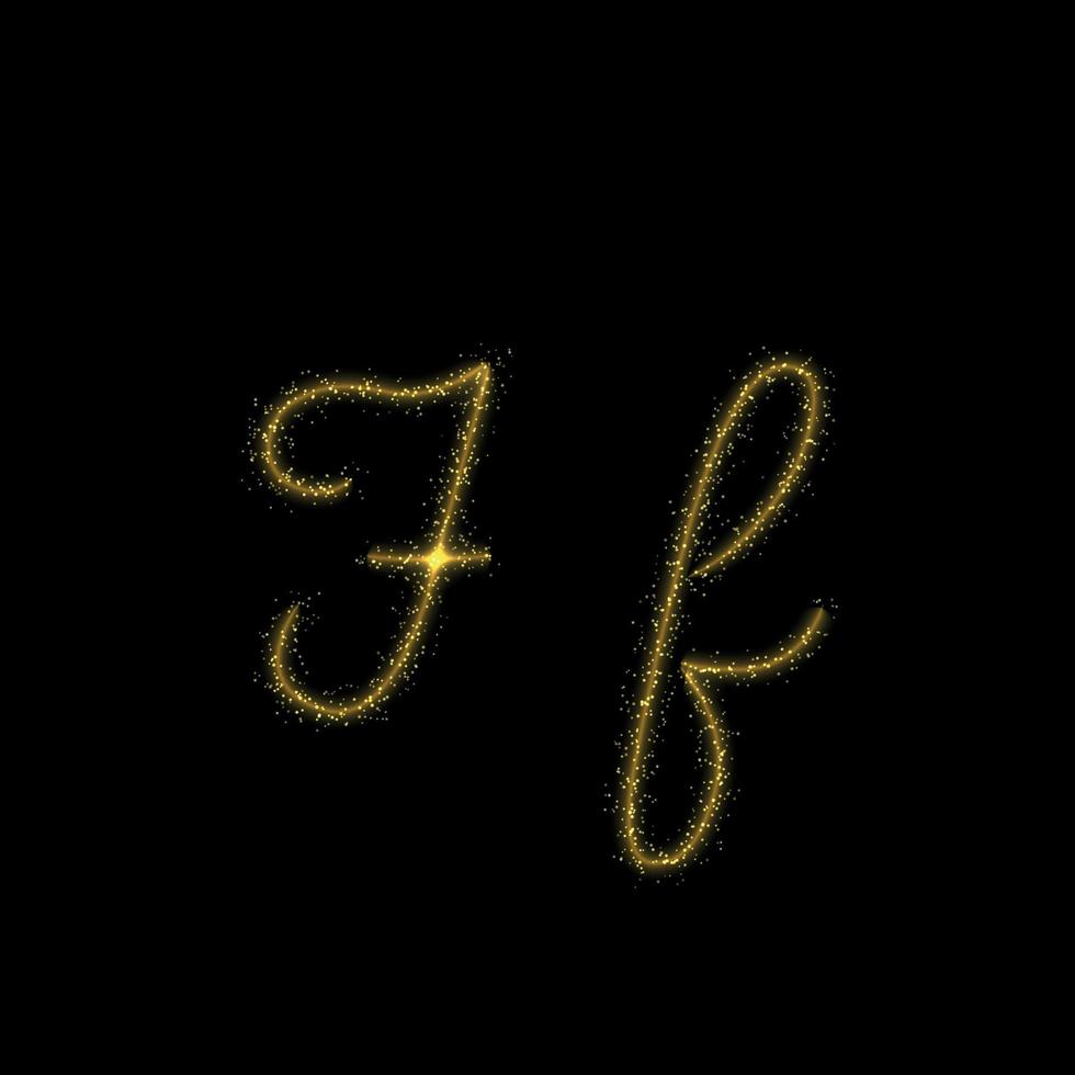 gouden glitter letter f, ster sparkle trail lettertype voor uw ontwerp vector