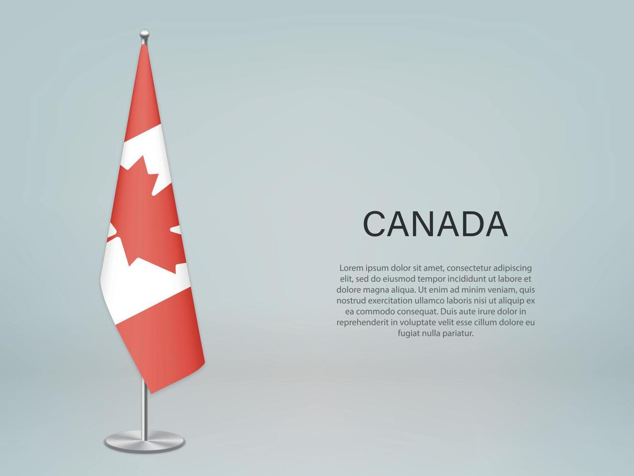 Canada hangende vlag op standaard. sjabloon voor conferentiebanner vector