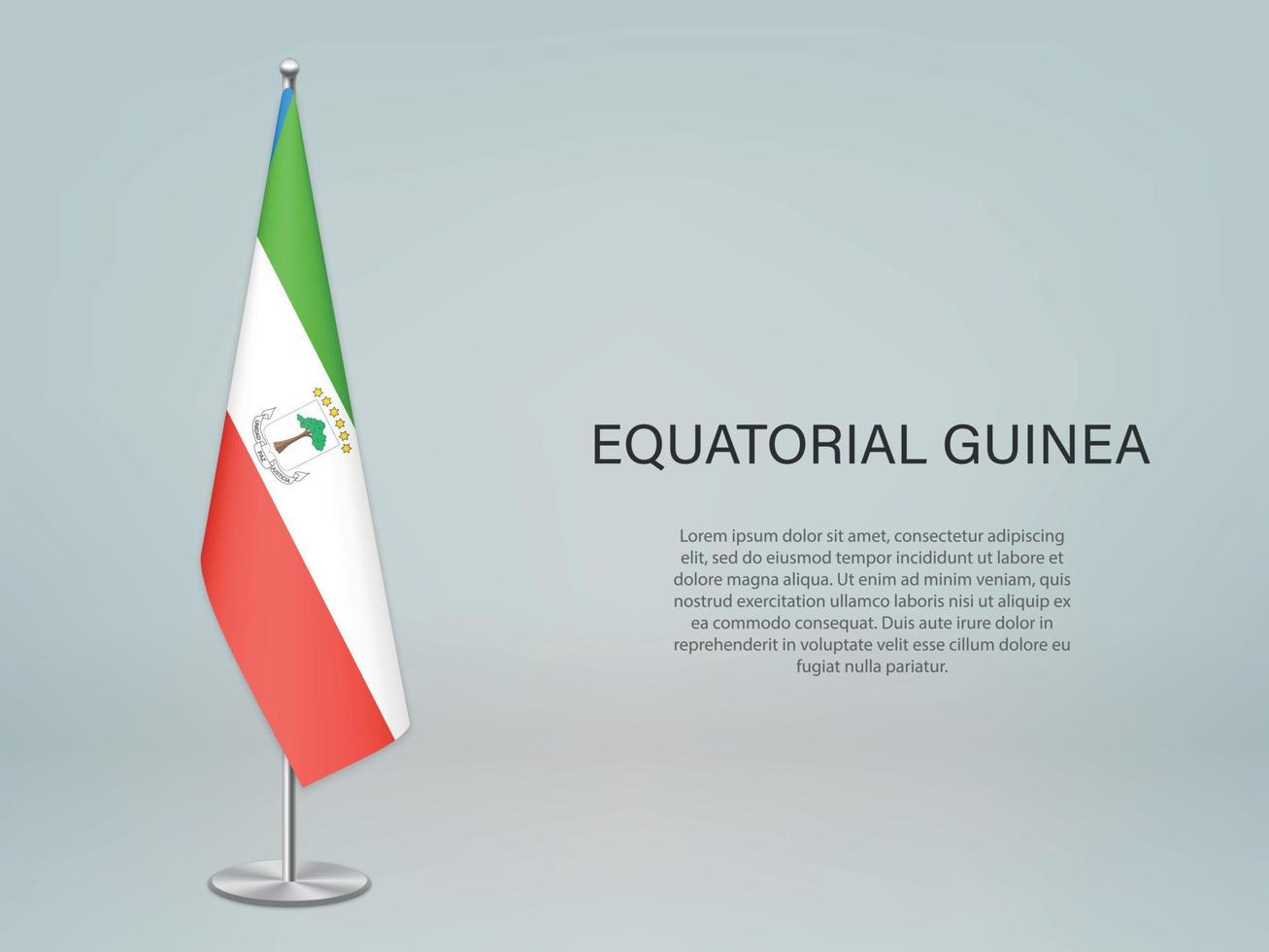 Equatoriaal-Guinea hangende vlag op standaard. sjabloon voor conferentie vector