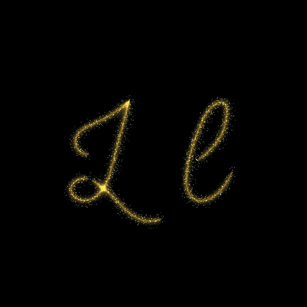 gouden glitter letter l, ster sparkle trail lettertype voor uw ontwerp vector