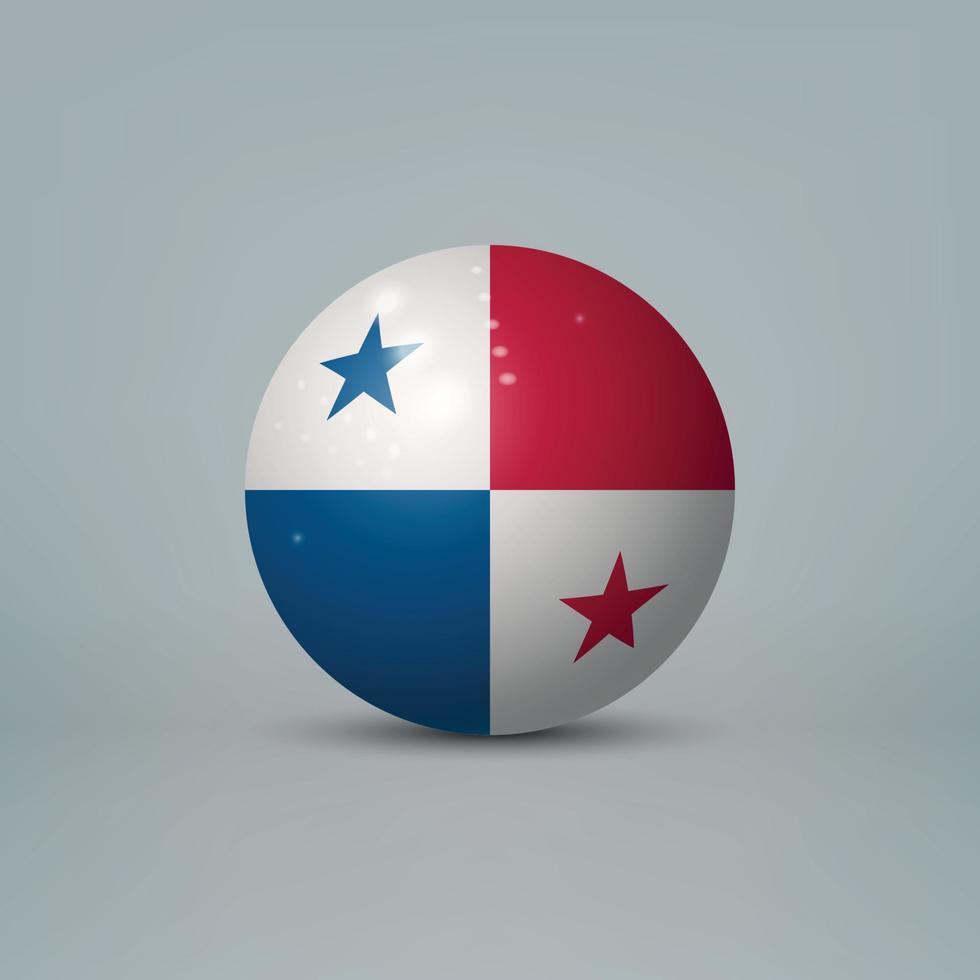3D-realistische glanzende plastic bal of bol met vlag van Panama vector