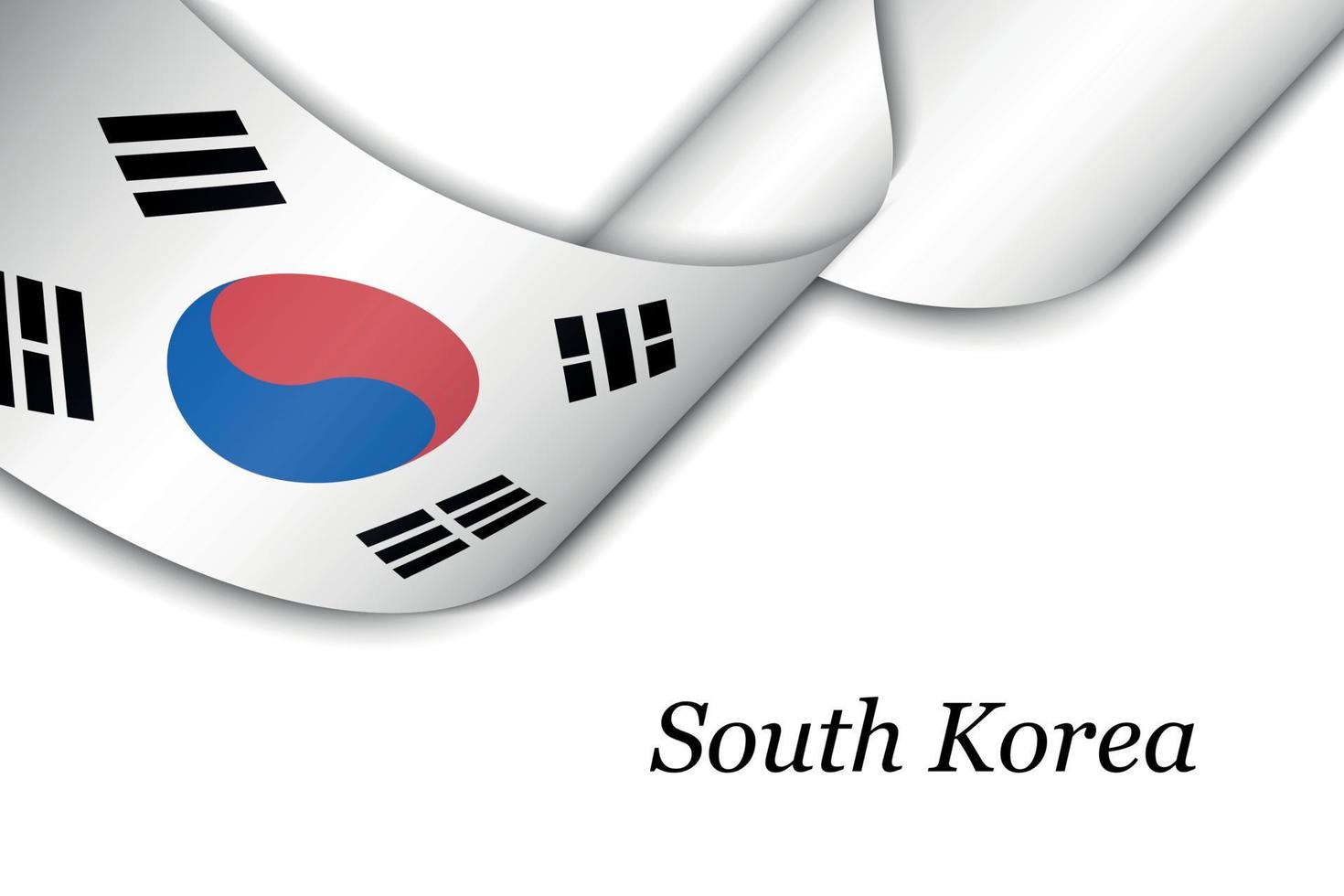 zwaaiend lint of spandoek met vlag van zuid-korea vector