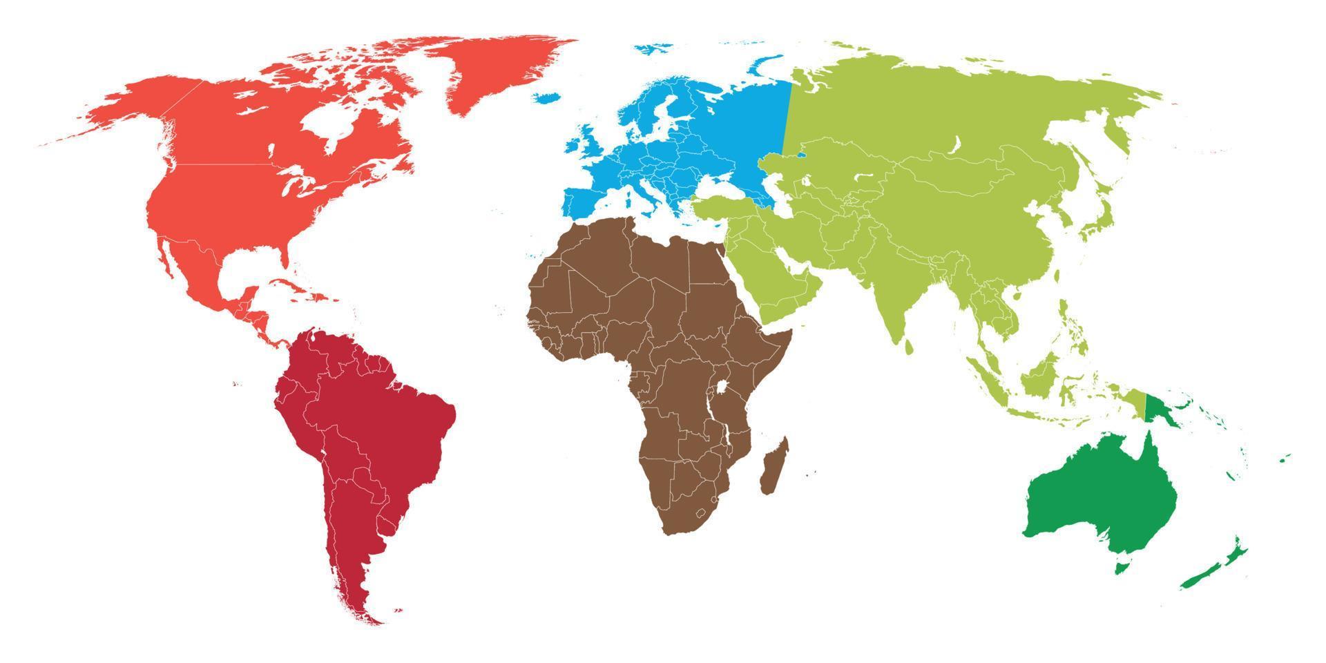 wereldkaart met randen alle landen en continenten voor uw ontwerp vector