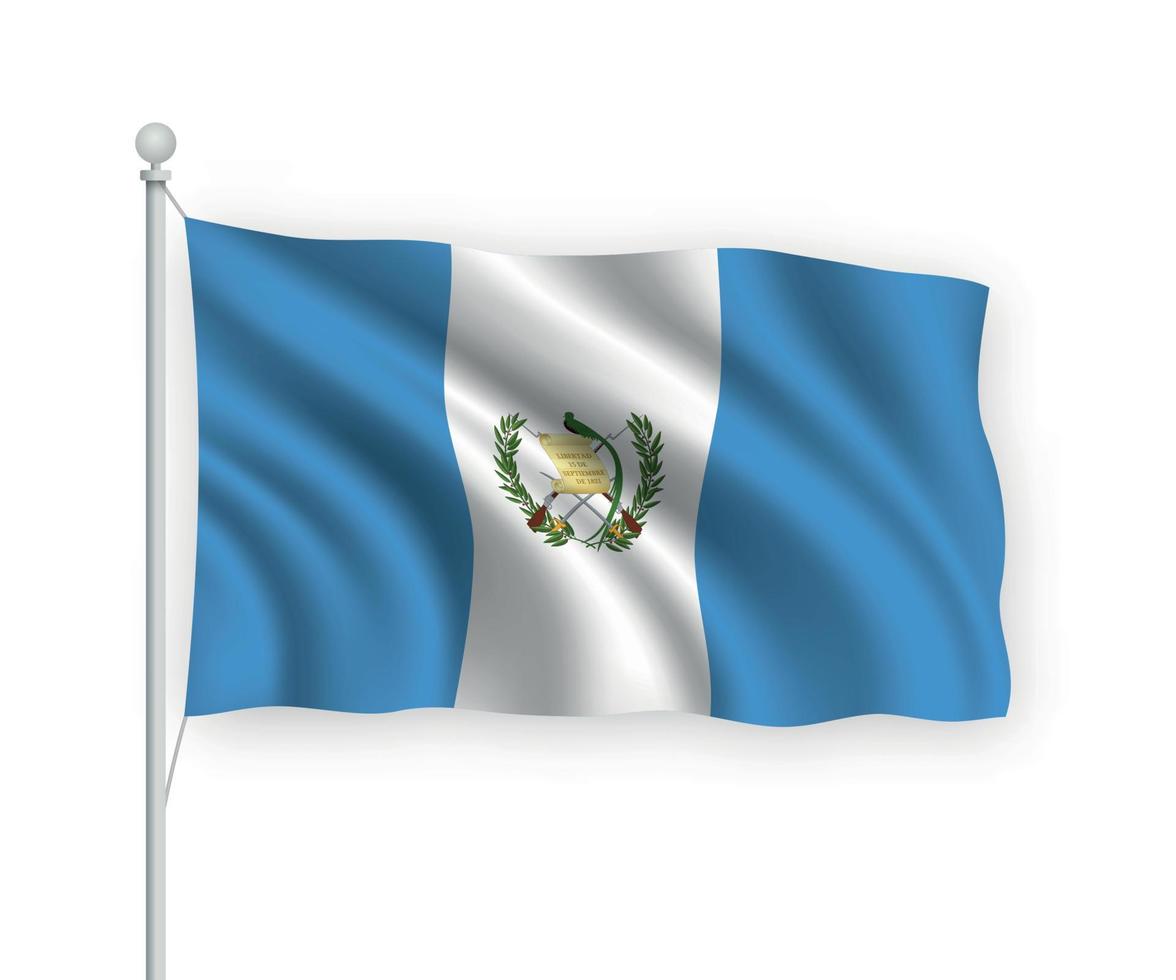 3D-zwaaiende vlag guatemala geïsoleerd op een witte achtergrond. vector