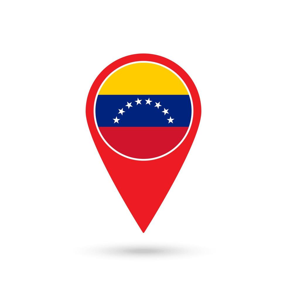 kaartaanwijzer met contry venezuela. vlag van venezuela. vectorillustratie. vector
