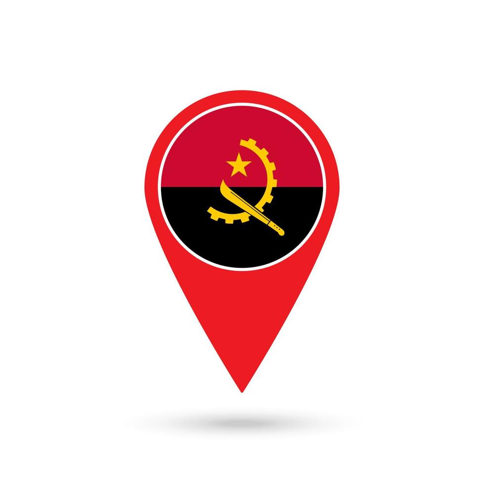 kaartaanwijzer met contry angola. vlag van angola. vectorillustratie. vector