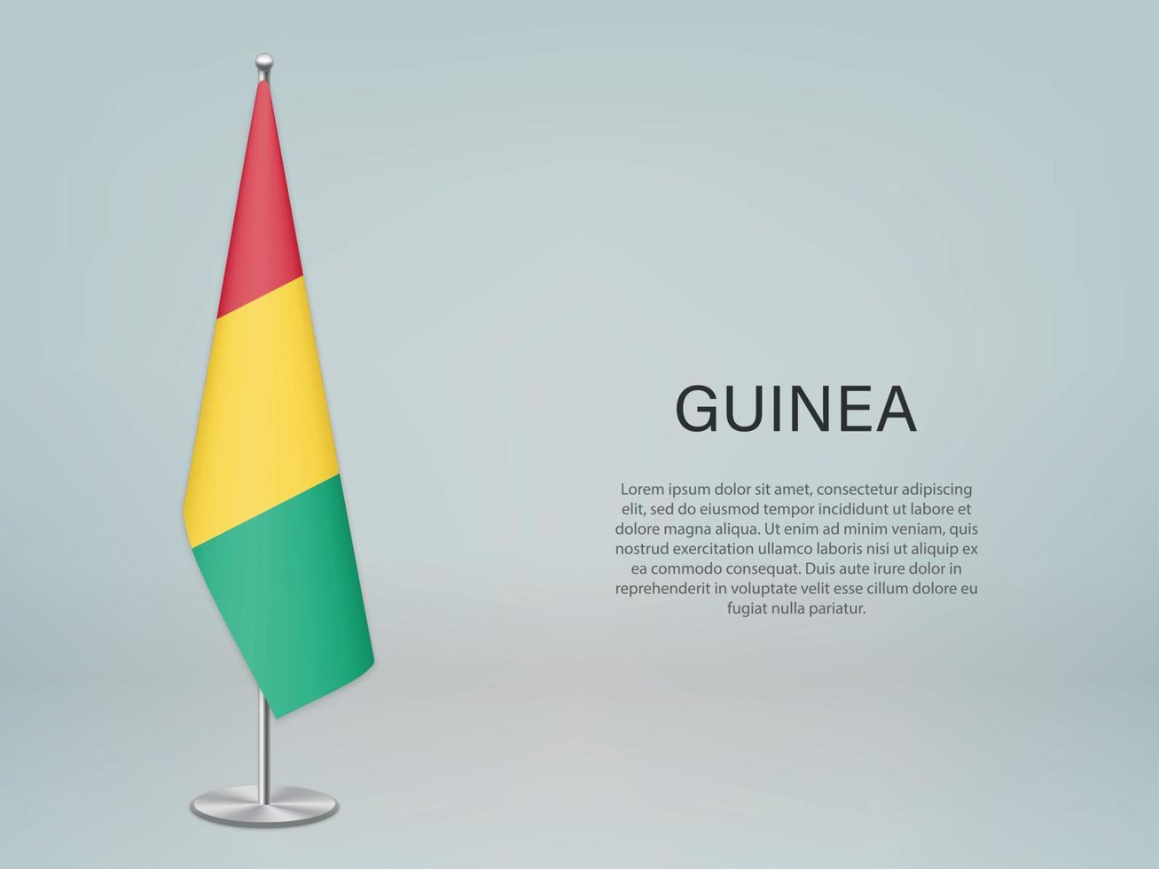 guinea hangende vlag op standaard. sjabloon voor conferentiebanner vector