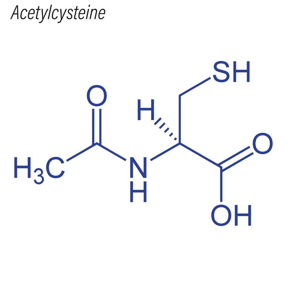 vector skeletformule van acetylcysteïne. drug chemisch molecuul
