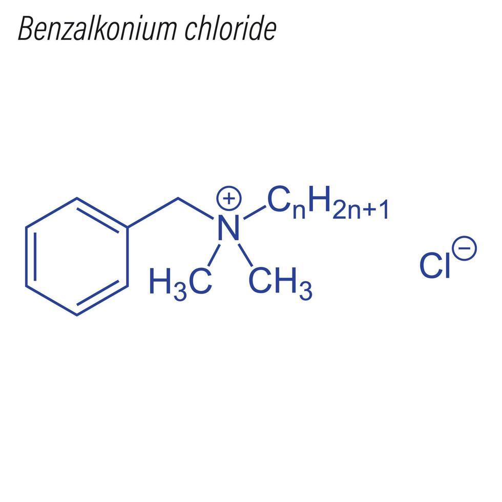 vectorskeletformule van benzalkoniumchloride. antimicrobieel vector