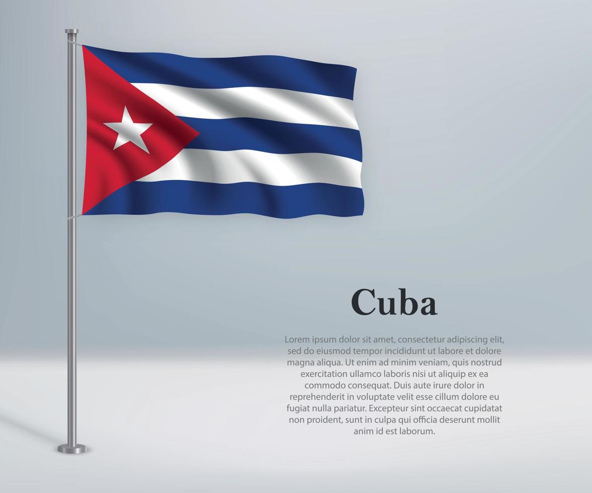 wapperende vlag van cuba op vlaggenmast. sjabloon voor onafhankelijkheidsdag p vector