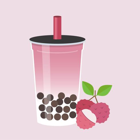 Lychee Bubble tea, Pearl melkthee vectorillustratie vector