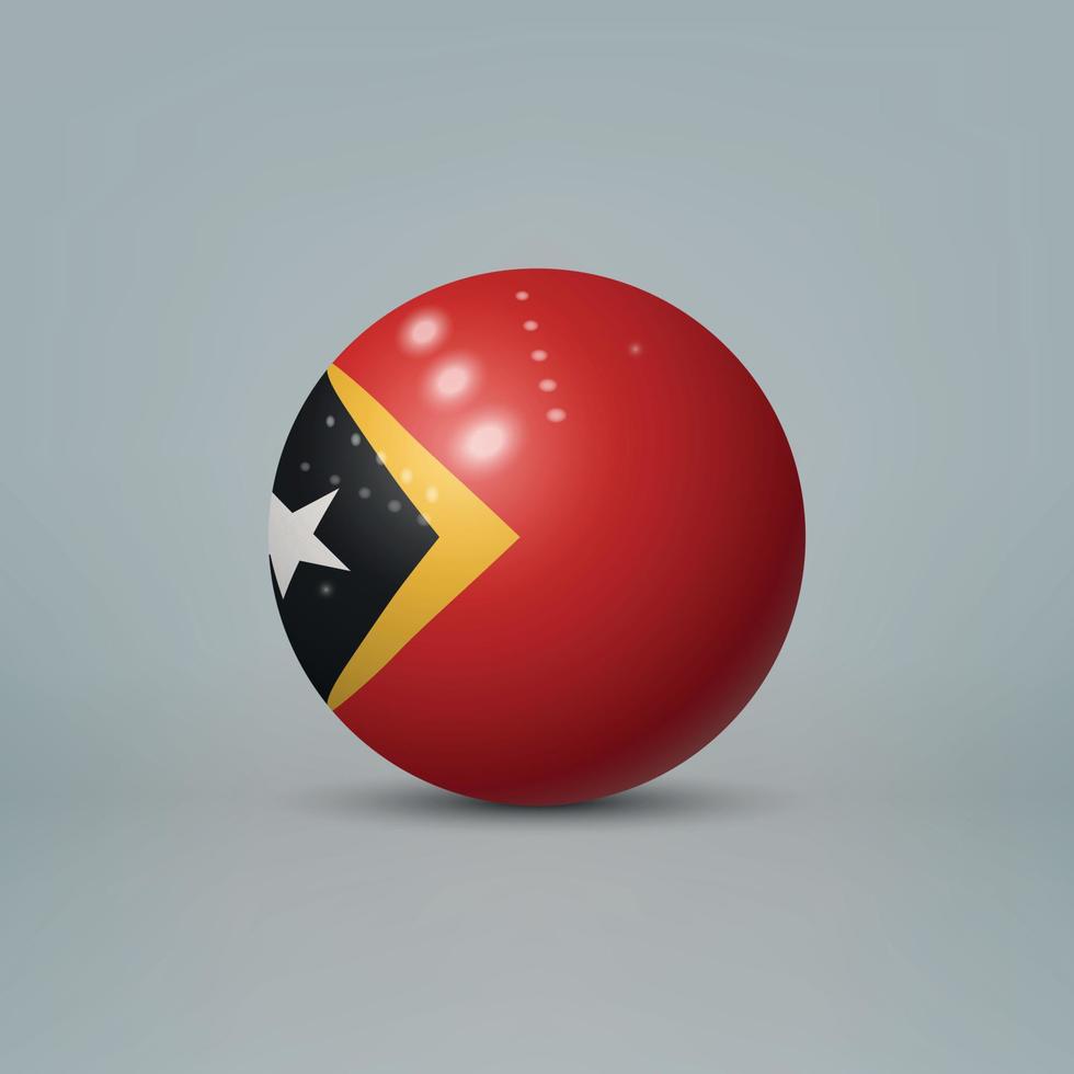 3D-realistische glanzende plastic bal of bol met vlag van Oost-tim vector