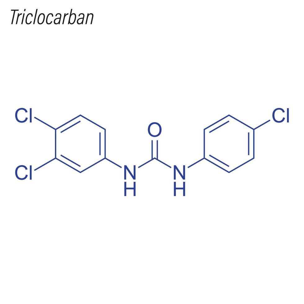 vector skelet formule van triclocarban. antimicrobiële chemische stof