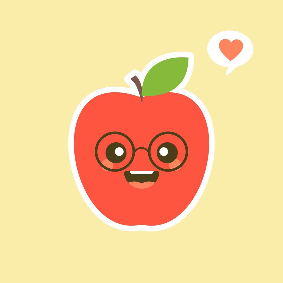 de frisse appelkarakters ontwerpen illustraties. fruit tekens collectie vectorillustratie van een grappig en lachend appel karakter. vector