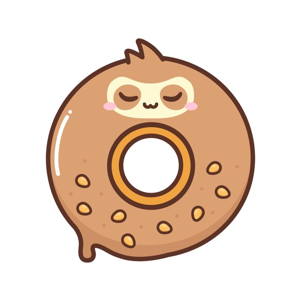 schattige donut in luiaardvorm vector