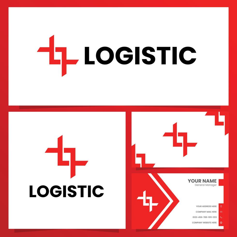 abstract logistiek logo-ontwerp met sjabloon voor visitekaartjes vector