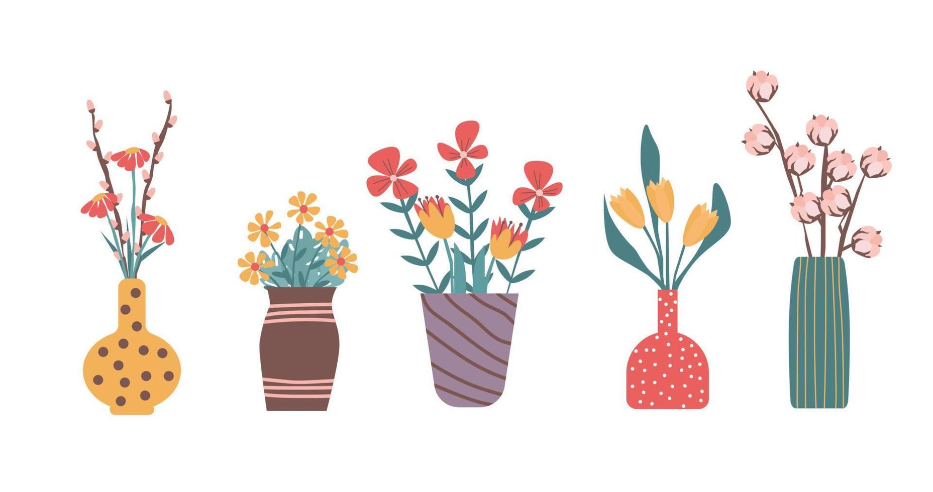 vaas met bloemen op een witte achtergrond vectorillustratie vector