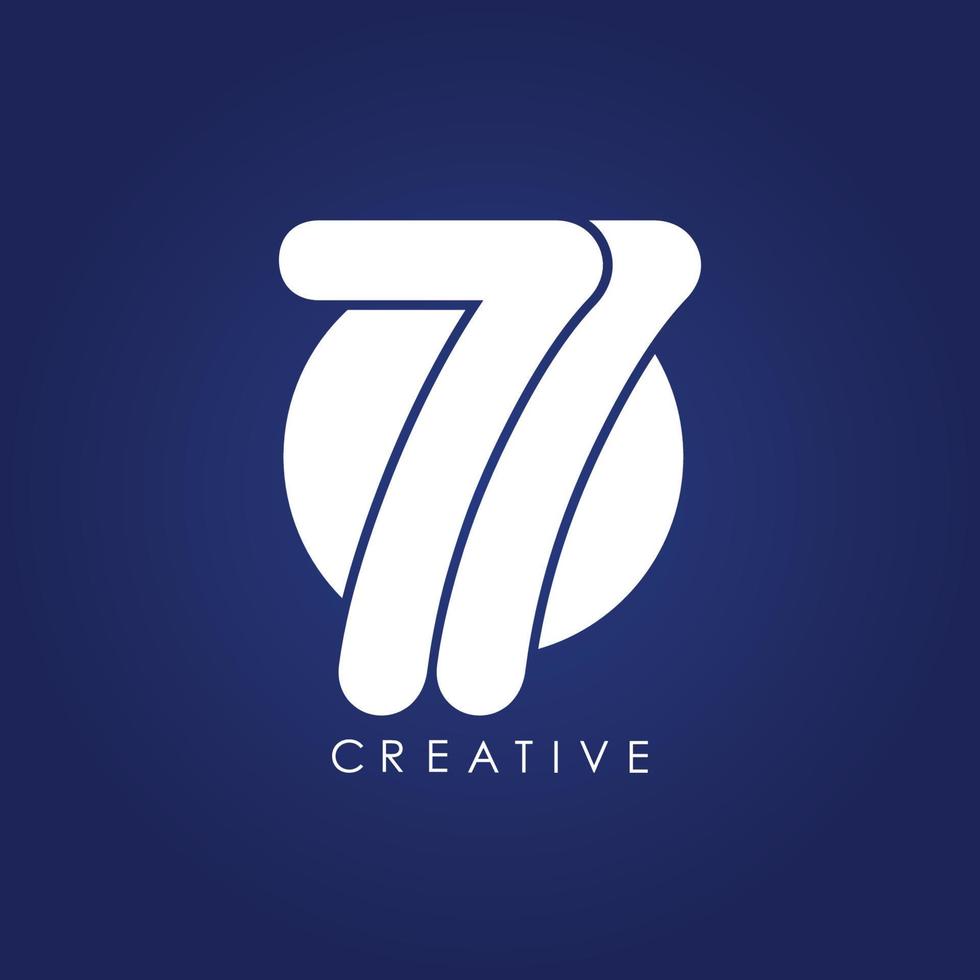 dubbel 77-logo. het ontwerp bestaat uit slechts één doorlopende lijn die zich in een 77-vorm verbindt. eenvoudig, elegant en zeer gebrandmerkt. vector