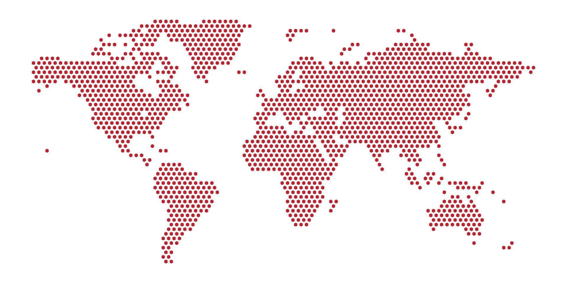 wereldkaart op witte achtergrond. wereldkaartsjabloon met continenten, Noord- en Zuid-Amerika, Europa en Azië, Afrika en Australië vector