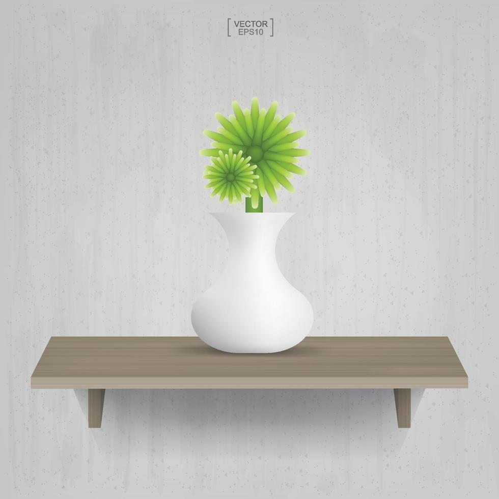 mooie decoratie plant in bloempot op houten plank achtergrond. idee voor interieurontwerp en decoratie. vector. vector