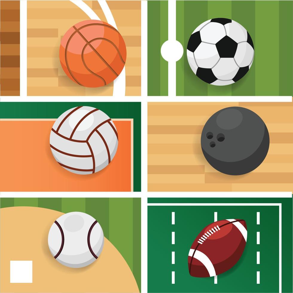 sportvelden, voetbal, basketbal, volleybal, softbal, rugby vector