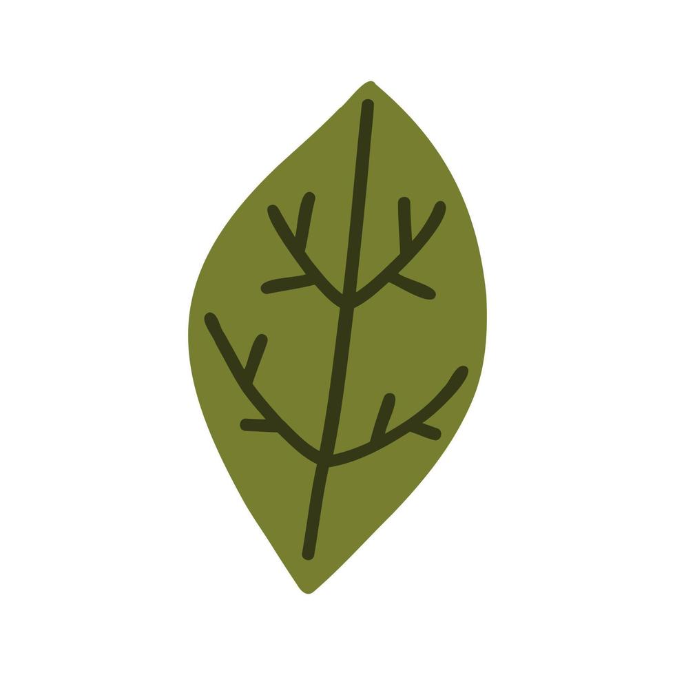 groen handgetekende effen blad vector