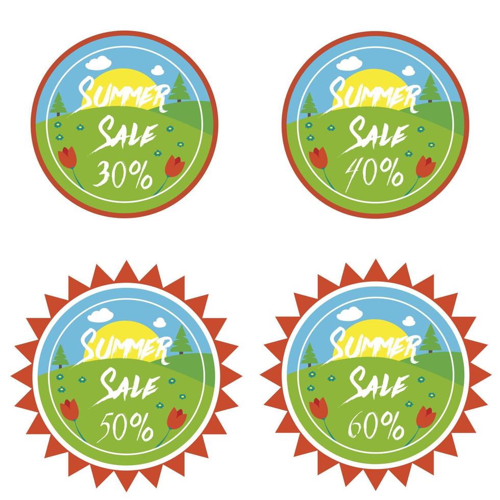 set stickers zomer sale vector