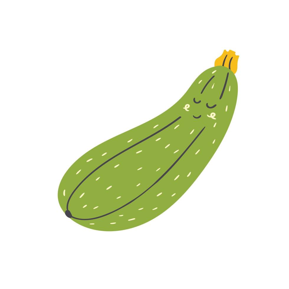 schattige courgette groente vector