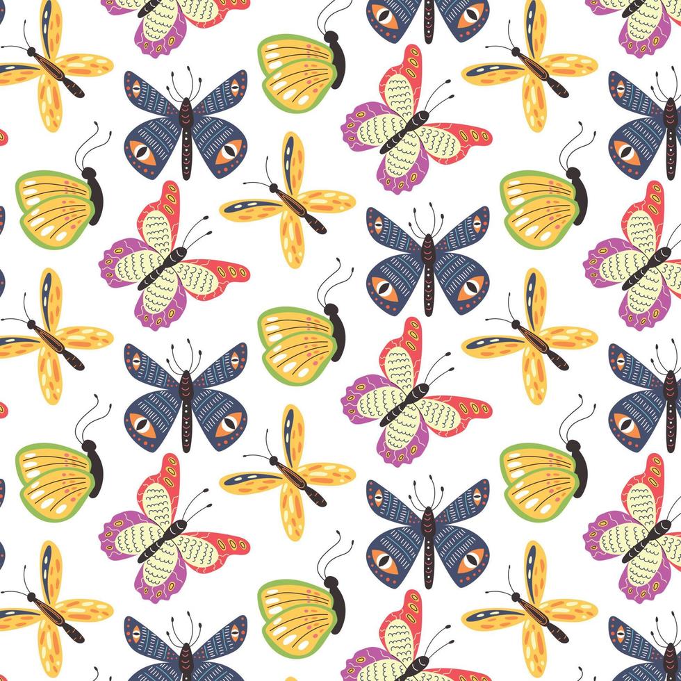 naadloos patroon van kleurrijke vlinders vector