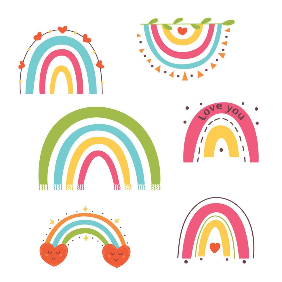 set schattige heldere babyregenbogen vector