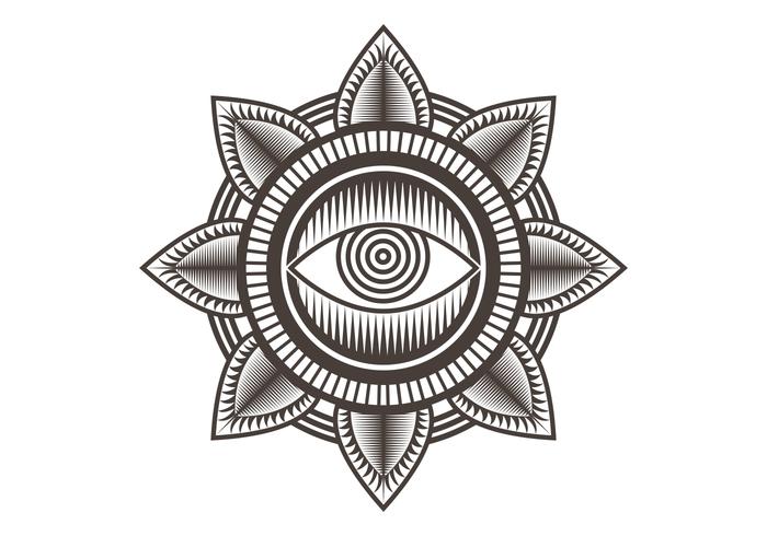 één oog mandala ontwerp vectorillustratie vector