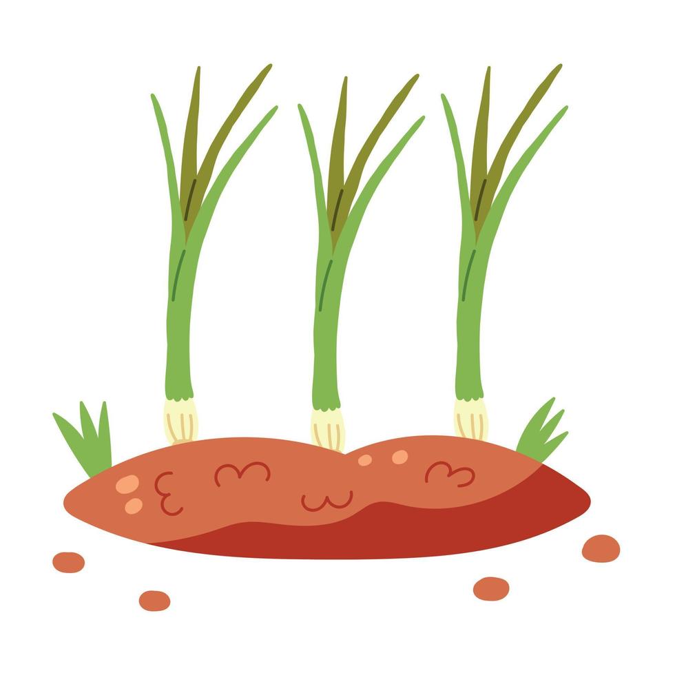 aardbed met groene uien vector